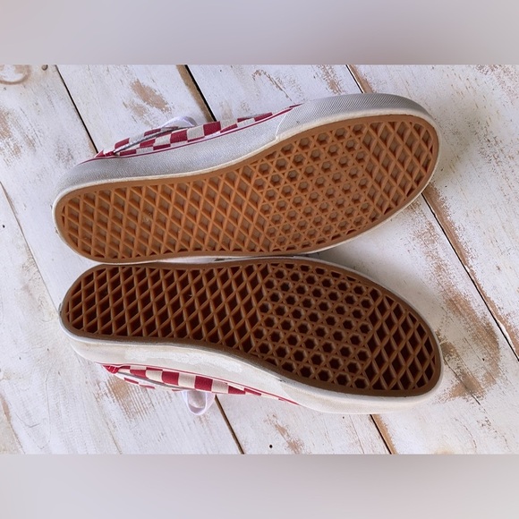 VANS Old Skool Red Checkerboard Sneakers canvas suede 7.5 skateboard streetwear - Picture 9 of 15